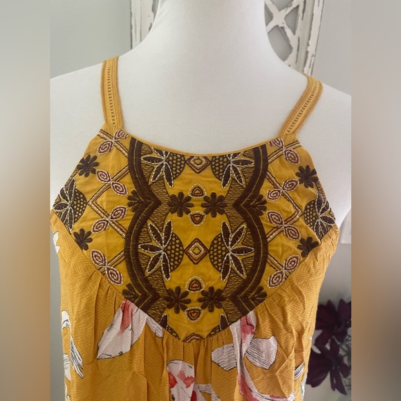Anthropologie One September Paradiso Gold Koi Embroidered Maxi Dress Size XS - Picture 5 of 15
